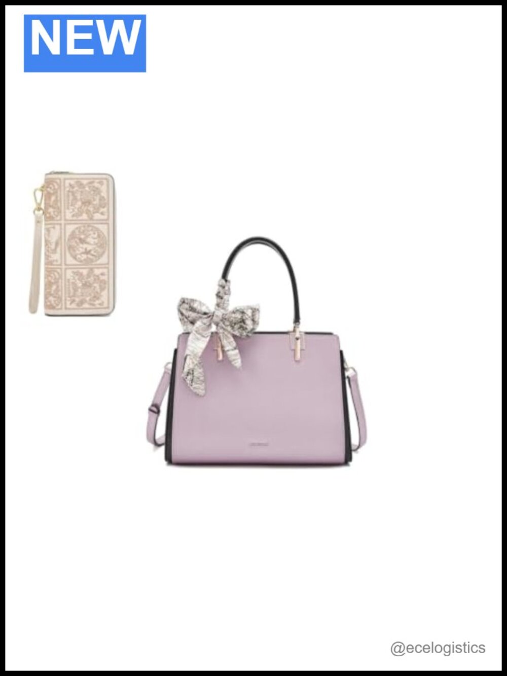 Leather Tote Bag with Matching Wallet Set Adjustable Strap